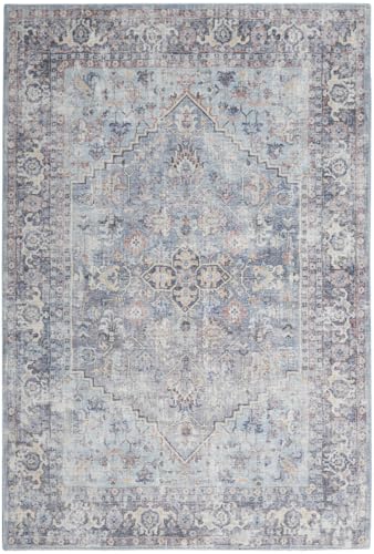 HomeRoots 522535 8 x 10 ft. Gray Floral Power Loom Distressed Rectangle Traditional Area Rug