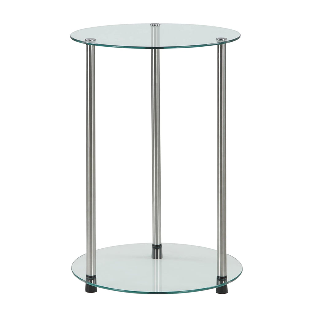 Convenience Concepts Designs2Go Classic Glass 2 Tier Round End Table, 15.75(L) x 15.75(W) x 24.41"(H)