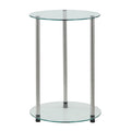 Convenience Concepts Designs2Go Classic Glass 2 Tier Round End Table, 15.75(L) x 15.75(W) x 24.41"(H)