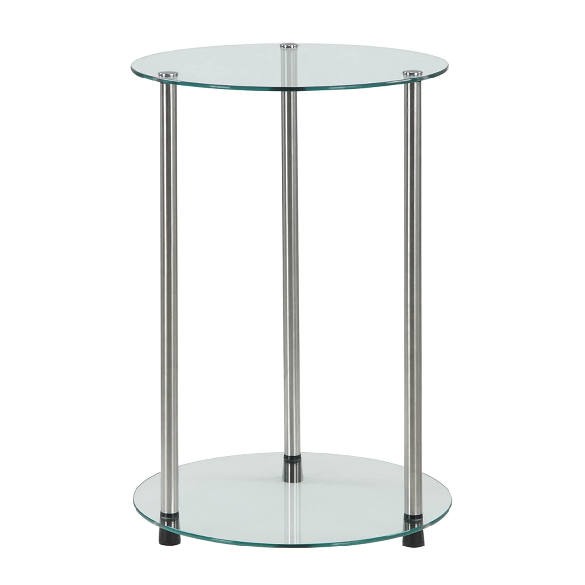 Convenience Concepts Designs2Go Classic Glass 2 Tier Round End Table, 15.75(L) x 15.75(W) x 24.41&quot;(H)