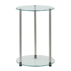 Convenience Concepts Designs2Go Classic Glass 2 Tier Round End Table, 15.75(L) x 15.75(W) x 24.41"(H)