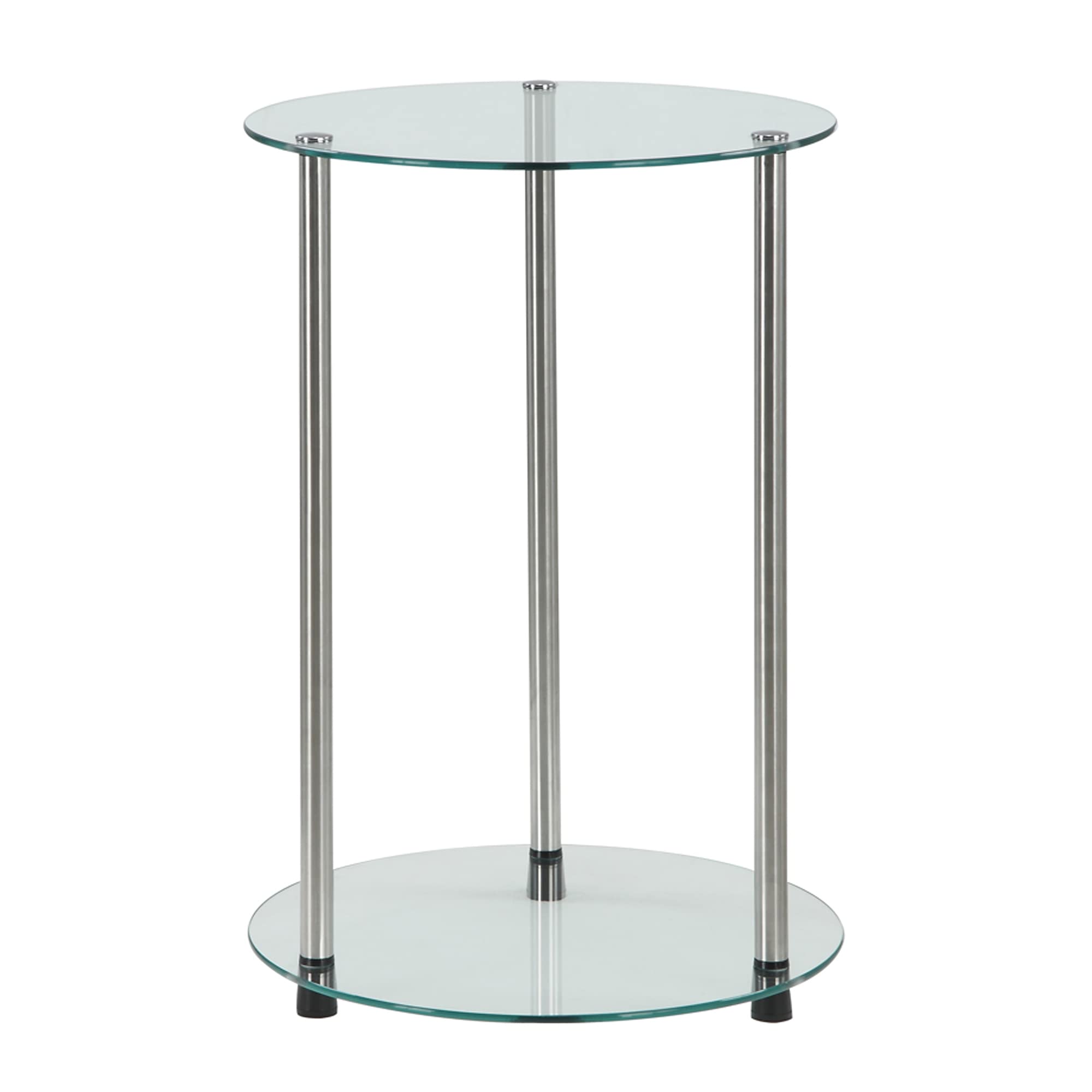 Convenience Concepts Designs2Go Classic Glass 2 Tier Round End Table, 15.75(L) x 15.75(W) x 24.41"(H)