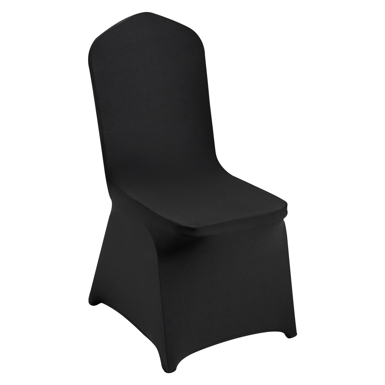 Vevor 50 Pcs Flat-Front Chair Covers Polyester Spandex Stretch Slipcovers For Wedding Party Dining Banquet, Black