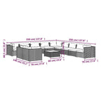 vidaXL 12-Piece Patio Lounge Set - Outdoor Modular Seating with Table, Comfortable Cushions, Water-Resistant Fabric, Black Poly Rattan