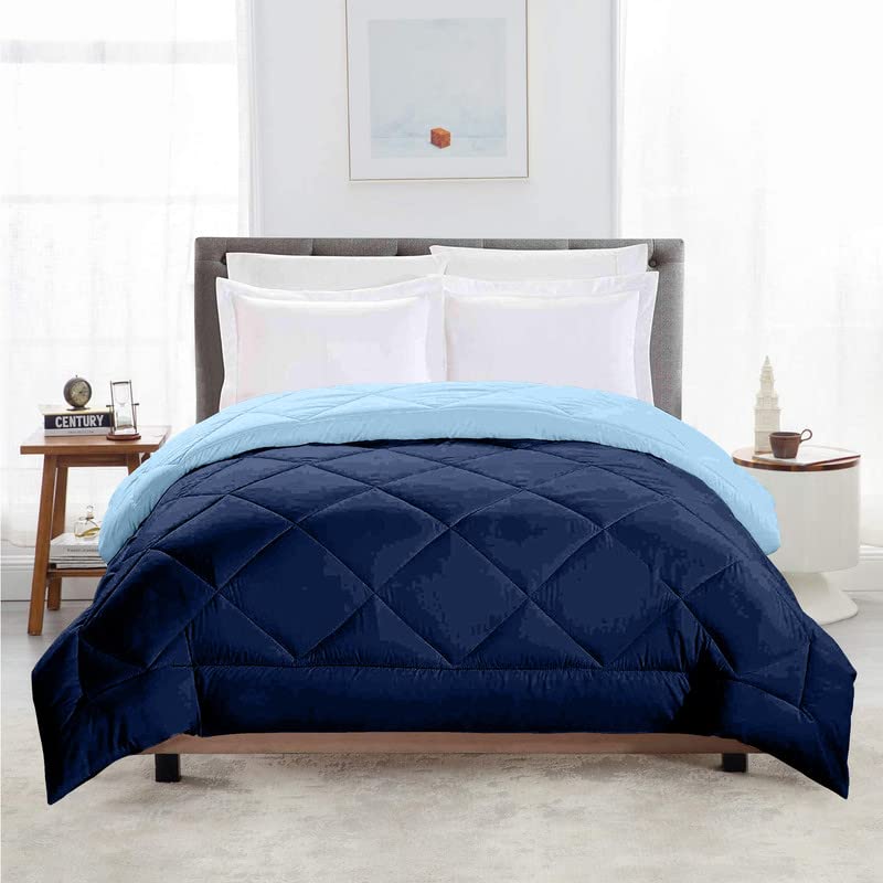 TundwalS Microfiber Reversible Solid Extra Comfort & Soft Comforter||Blanket Double Bed 210 Gsm Quilt Royal Blue  Sky Blue 1 (