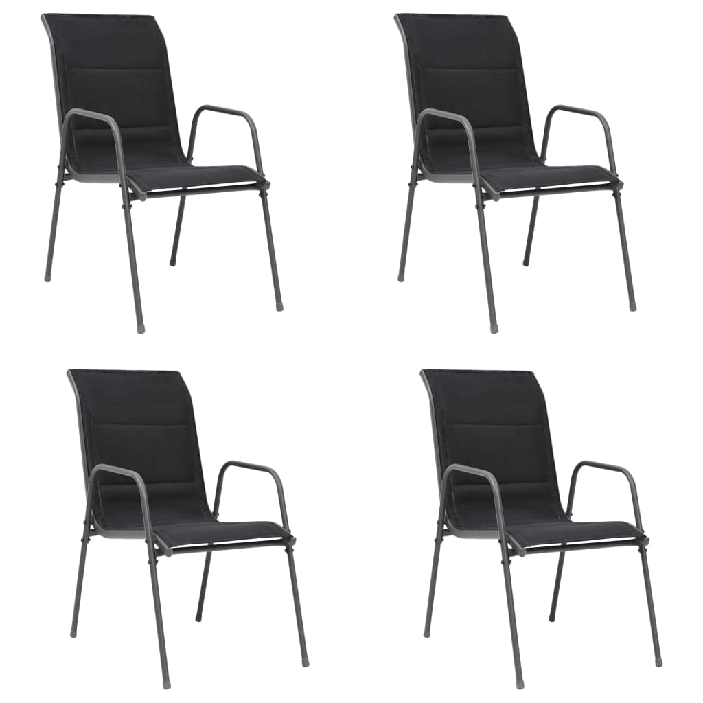 vidaXL Stackable Patio Chairs 4 pcs Steel and Textilene Black