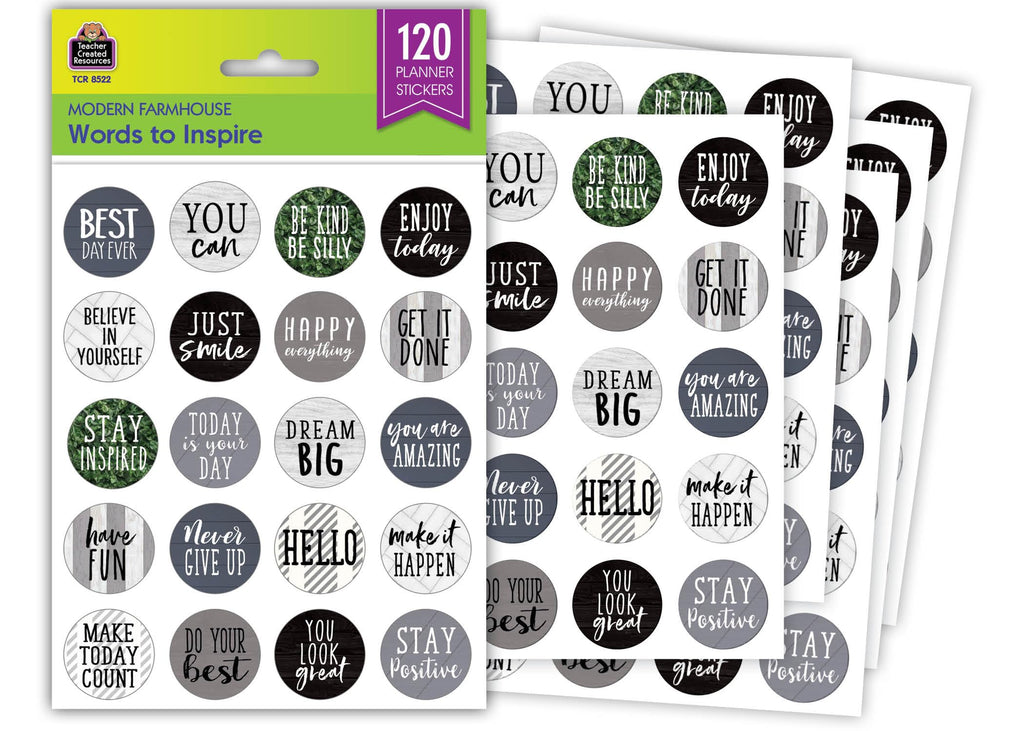 Teacher Created Resources Modern Farmhouse Words To Inspire Planner Stickers, Pack Of 120