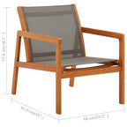 vidaXL Solid Eucalyptus Wood Gray Lounge Chair - Stylish Outdoor Weather-Resistant Patio and Garden Furniture with Breathable Textilene, Easy Assembly
