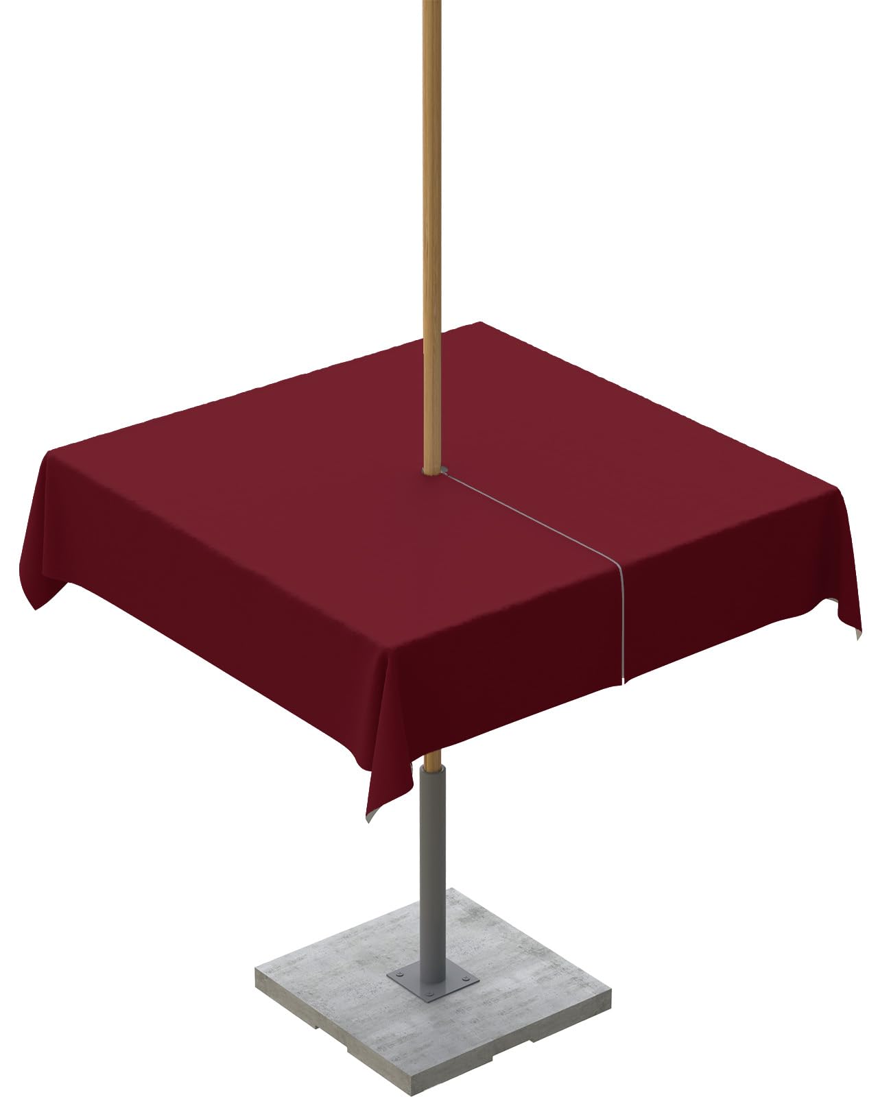 Queenker Wine Red Outdoor Tablecloth With Umbrella Hole And Zipper, Solid Color Table Cover For Square Tables Waterproof Tableto
