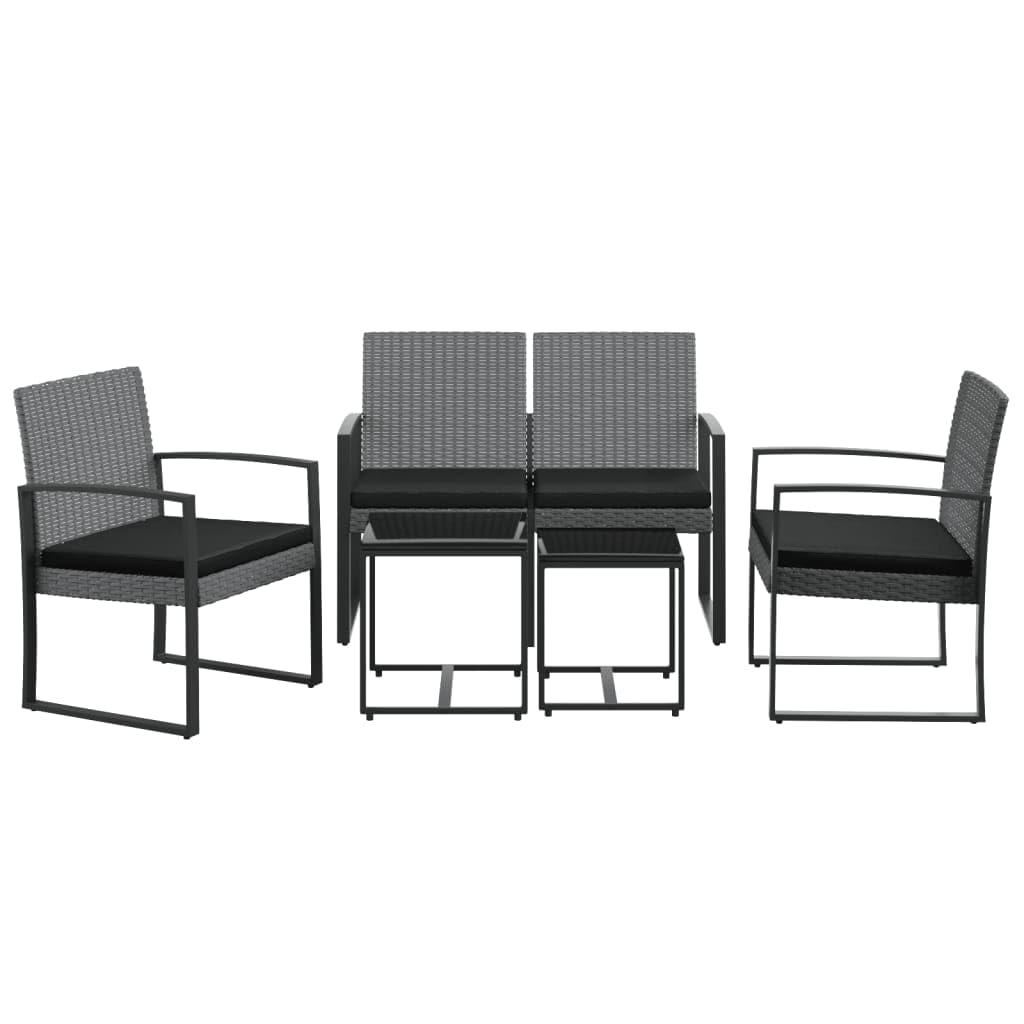 vidaXL Patio Dining Set 5 Pcs Patio Set with Cushions Dark Gray PP Rattan