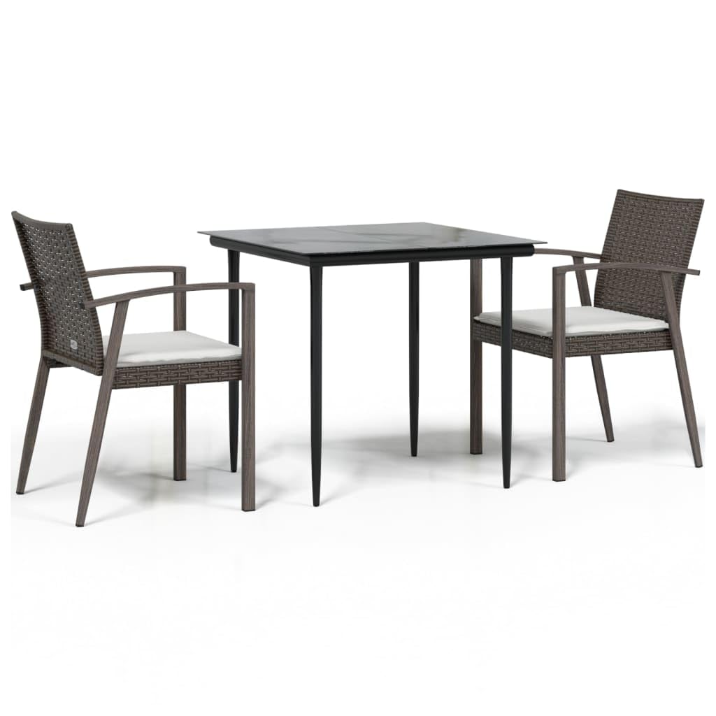 vidaXL 7-Piece Patio Dining Set in Brown with Cushions - Weather-Resistant Poly Rattan and Sturdy Steel Frame - Ideal for Patio, Garden, and Outdoor Spaces