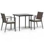 vidaXL Black 5-Piece Poly Rattan and Steel Patio Dining Set with Cushions - Table and Chairs Outfit for Garden, Outdoor, Patio, Deck, Lounge Area