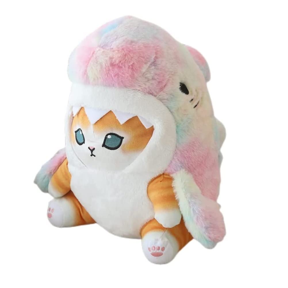 TQJOUJOU Cute Shark Cat Plush Toy, 8' Cat Face Shark Stuffed Animal Plushies Doll, Kawaii Soft Stuffed Shark Pillow for Boys an