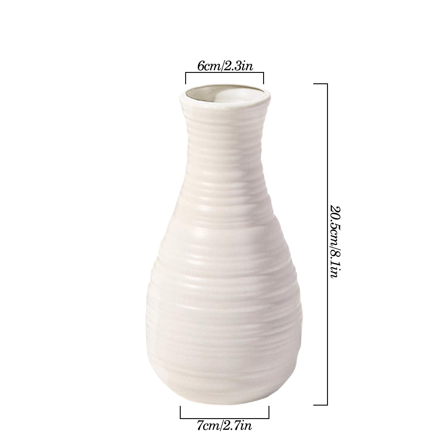 Unbreakable Vase For Flowers, Ceramic Look Plastic Vase For Home Decor, Living Room, Table (Seashell White)