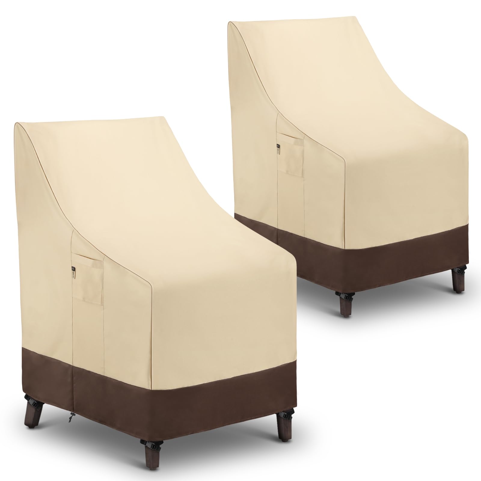 Arcedo Outdoor High Back Chair Covers Waterproof, Heavy Duty Stackable Dining Chair Covers, All Weather Resistant Patio Furnitur