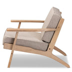 Baxton Studio Sigrid Mid-Century Modern Light Grey Fabric Upholstered Antique Oak Finished Wood Armchair