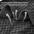 Phf Ultra Soft Waffle Weave Throw Blanket 50'X 60'- Washed Lightweight Breathable Breathable Cozy Woven Blanket - Great For Couch Bed Sofa Home Car - Black
