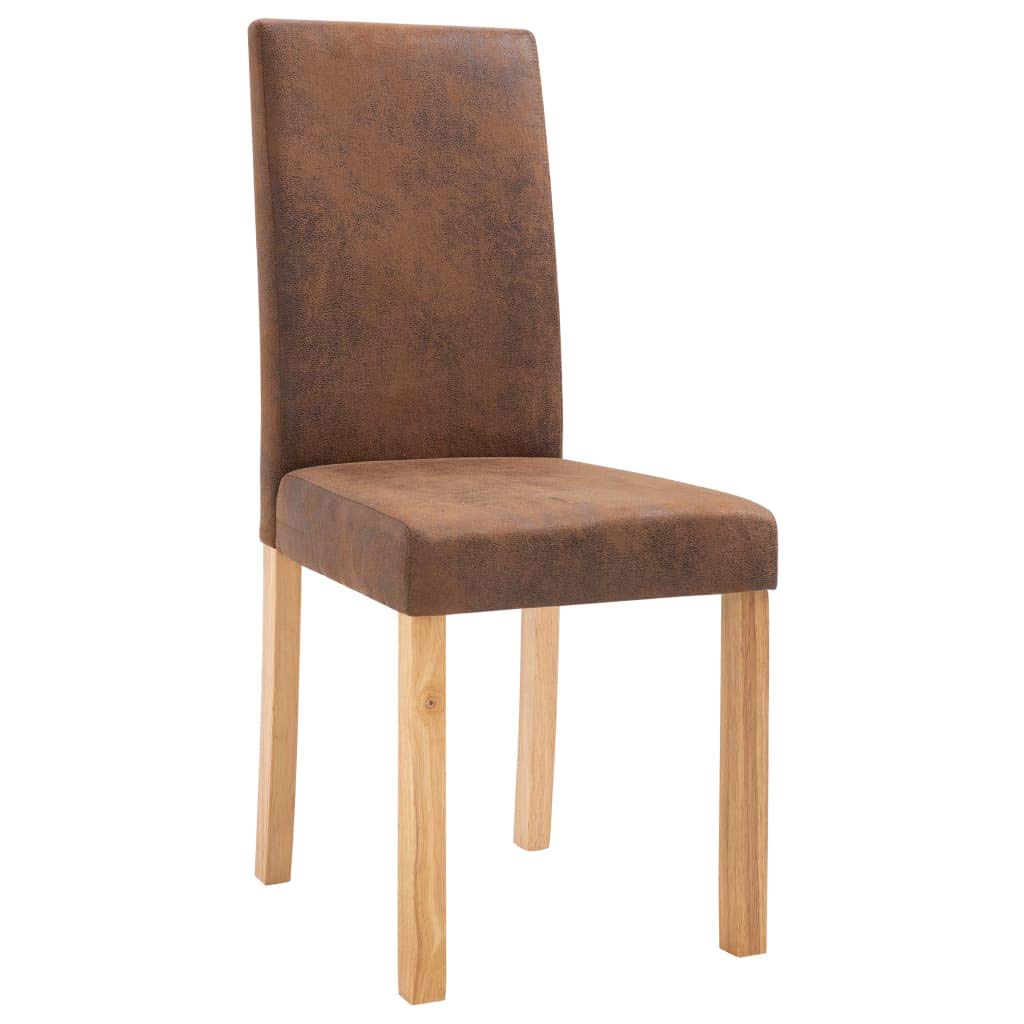 vidaXL Dining Chairs - Set of 2, Modern Design, Brown Faux Suede Leather Upholstery, Strong Wooden Frame for Stability and Durability, Easy Assembly