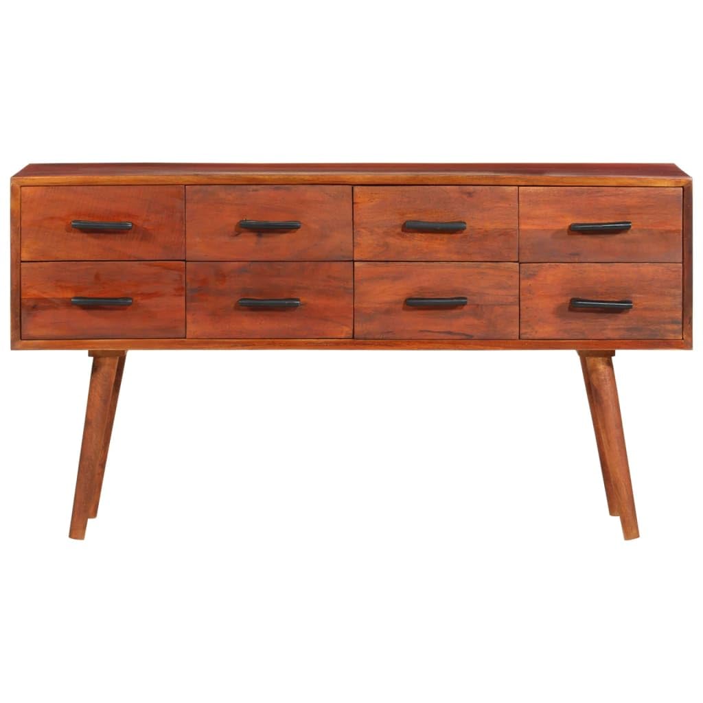 vidaXL Solid Mango Wood Sideboard-Brown with Iron Details, Ample 8-Drawer Storage, Unique 43.3&quot;x11.8&quot;x23.2&quot; Rustic Home Decor Piece