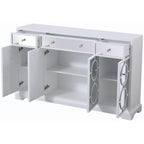 Elegant Decor Modern 4 Door 60" Mirrored Panel Sideboard in White