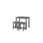 Lilola Home Lux Gray 3 Piece Counter Height 36" Pub Table Set with Tufted Gray Linen Stools