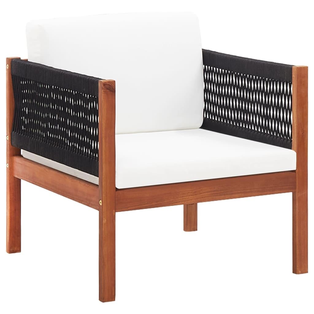 vidaXL Solid Acacia Wood Patio Chairs with Rope Design & Cushioned Seats - Set of Two Perfect for Outdoor Living Space