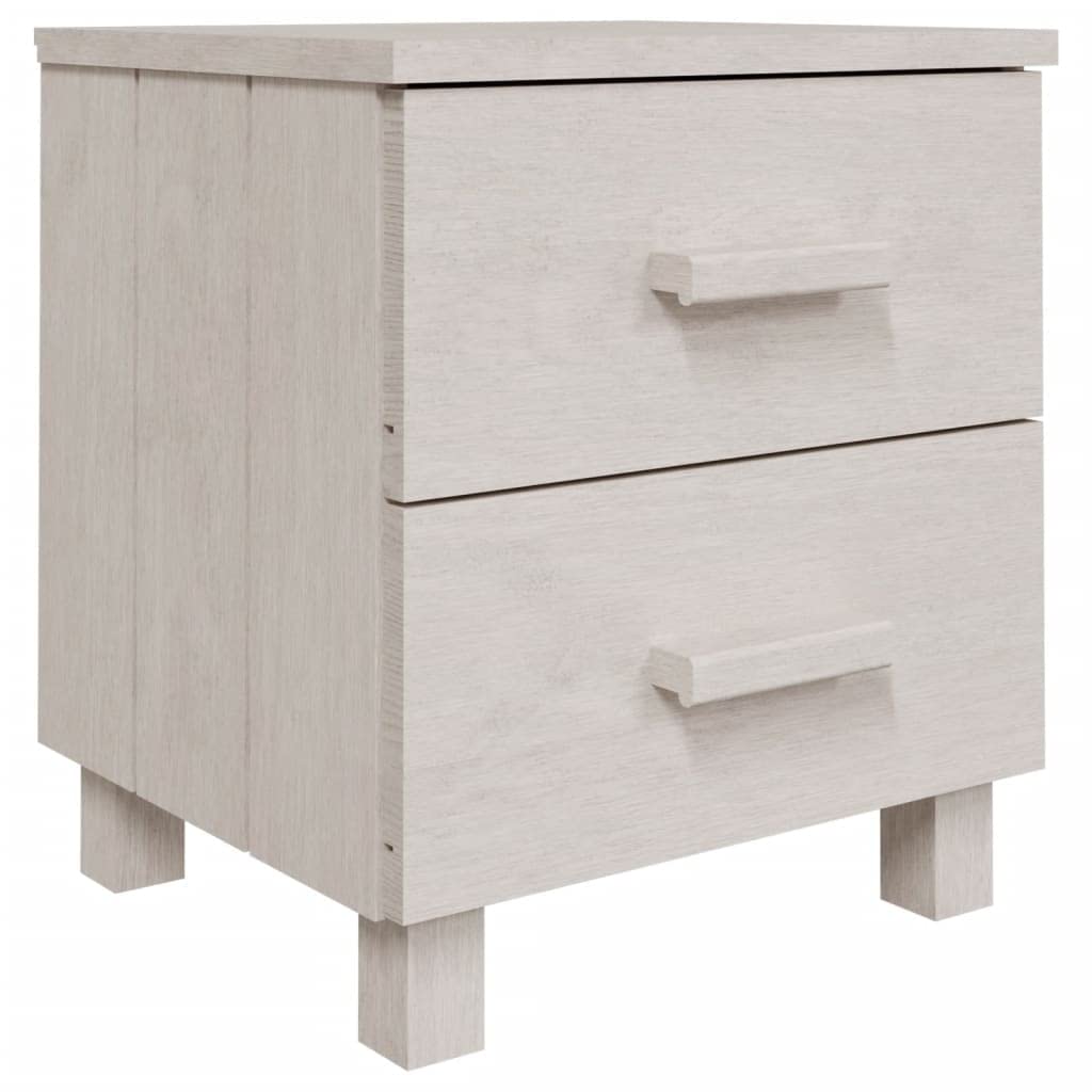 vidaXL - White Solid Pinewood Bedside Cabinets HAMAR - 2 pcs, Compact Nightstands with Drawers, Decor Display Tabletop, 15.7x13.8x17.5