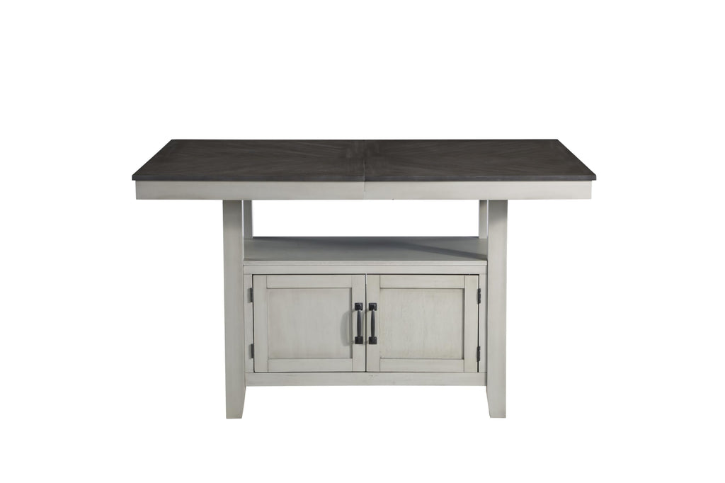 Steve Silver Co Grey Counter Height Chevron Veneer Top, Hidden Storage, Stylish Transitional Design Table, Two-tone Stone Gray and Charcoal