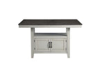 Steve Silver Co Grey Counter Height Chevron Veneer Top, Hidden Storage, Stylish Transitional Design Table, Two-tone Stone Gray and Charcoal