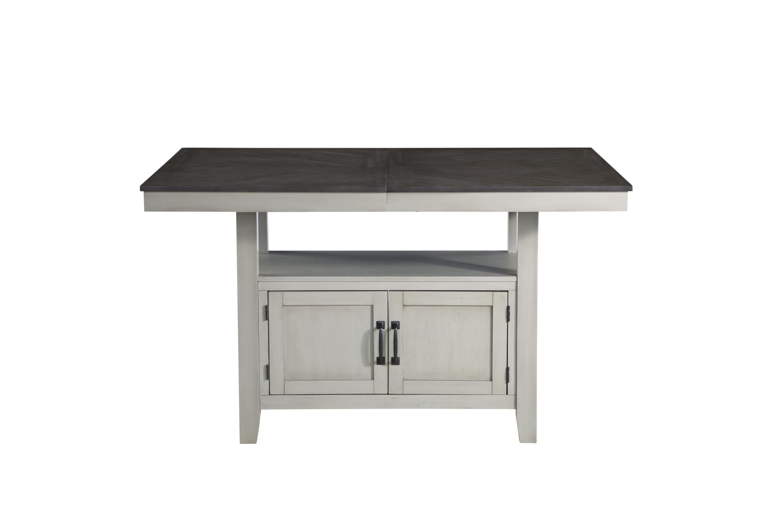 Steve Silver Co Grey Counter Height Chevron Veneer Top, Hidden Storage, Stylish Transitional Design Table, Two-tone Stone Gray and Charcoal