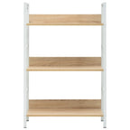 vidaXL 3-Layer Book Shelf and Display Stand in Oak – Sturdy Engineered Wood and Steel Construction, Ideal for Office, Living Room or Patio