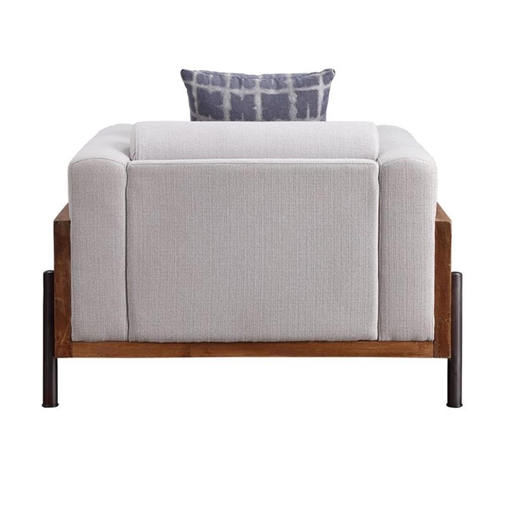 Acme Pelton Fabric Loose Back Chair with 1 Pillow in Walnut
