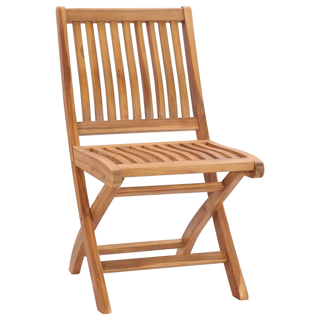 vidaXL Solid Teak Wood Patio Chairs with Green Cushions – Weather-Resistant Outdoor Furniture, Foldable for Easy Storage, Comes Fully Assembled, Set of 2