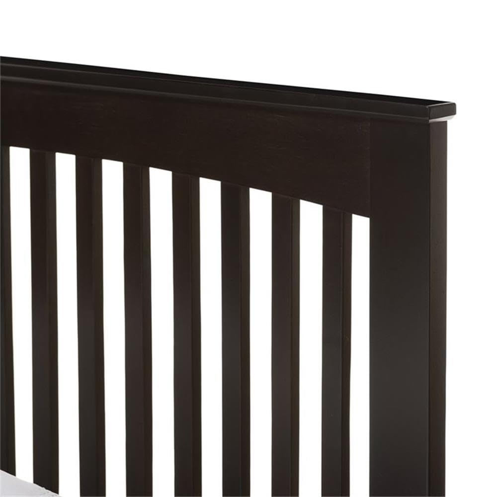 Baxton Studio Hevea Solid Wood Platform Bed with Guest Trundle Bed Twin/Dark Brown/Contemporary