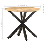 vidaXL Industrial Side Table, 26.8"x26.8"x22", Solid Mango Wood, Powder-Coated Iron Legs, Round, Brown, Sturdy, Unique Craftsmanship, Assembly Required