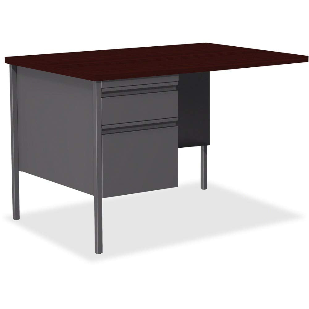 Lorell Single Left Pedestal Desk, 42 by 24 by 29-1/2-Inch, Mahogany