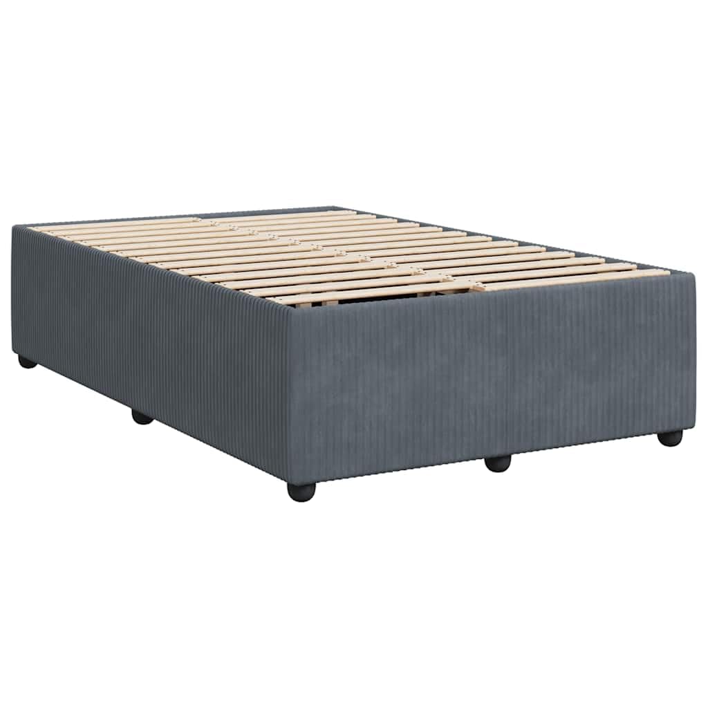 vidaXL Upholstered Bedstead - Velvet Mattress Base - Full Size Dark Gray Bed Frame, Bedroom Comfort with Pine Wood Stability