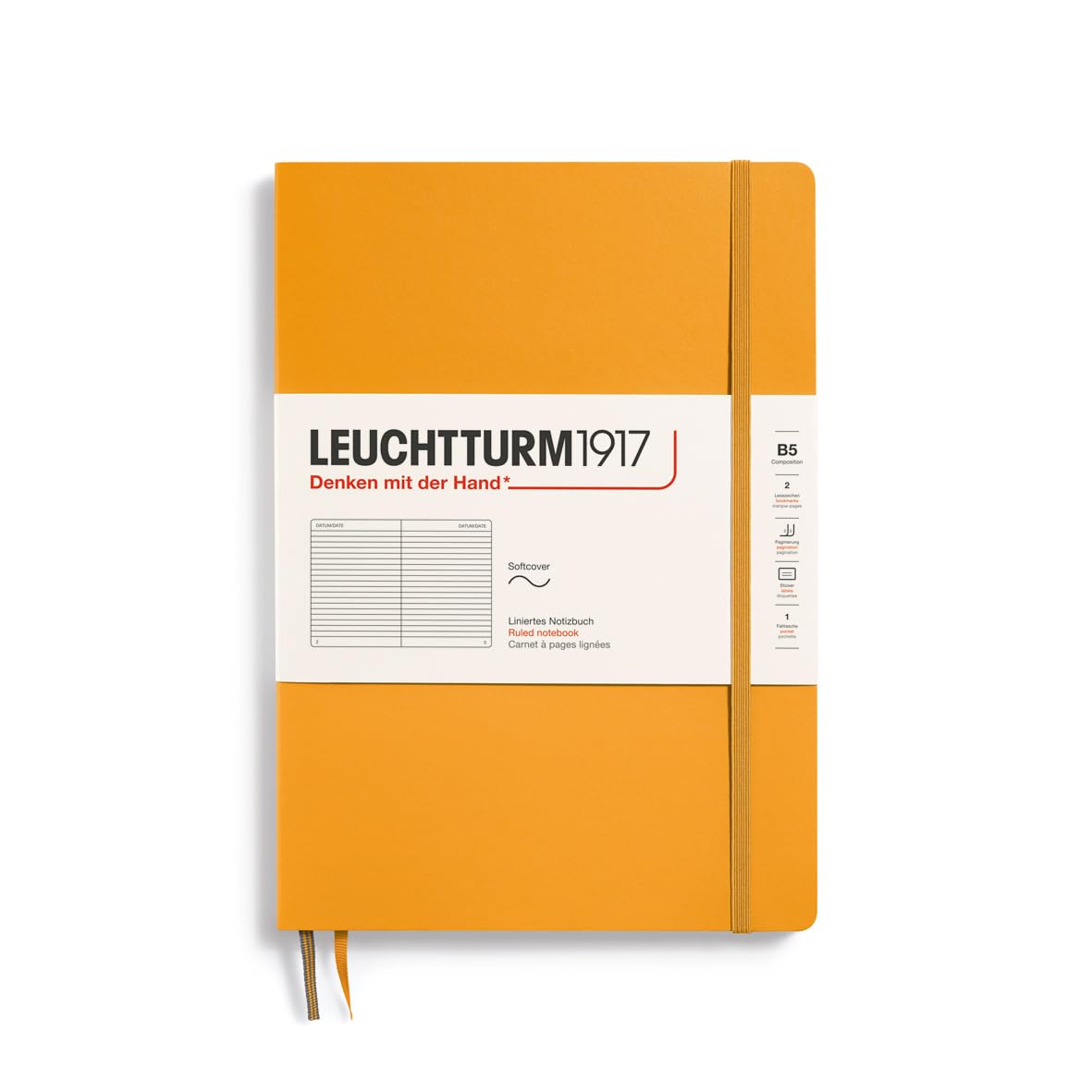 Leuchtturm1917 - Notebook Softcover Composition B5-123 Numbered Pages For Writing And Journaling (Ruled, Rising Sun)