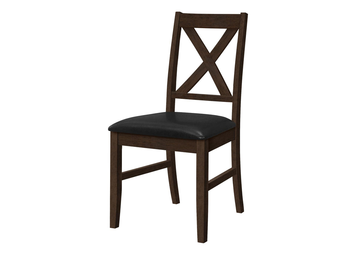 Monarch Specialties 1333 Chair, 37' Height, Set of 2, Dining Room, Kitchen Chair-2Pcs Espresso/Black Pu Seat, 19.75' L x 21.75' W x 37.5' H