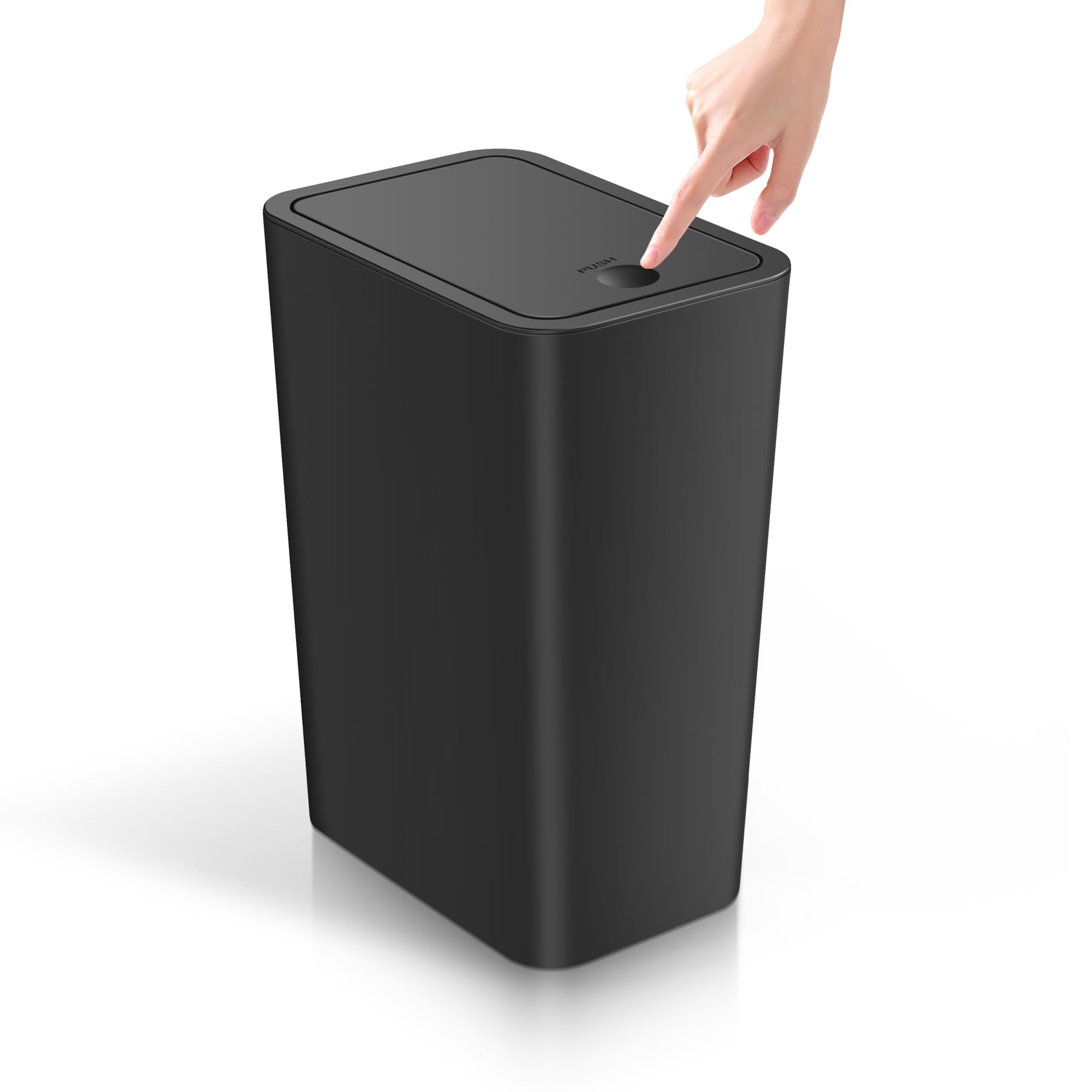 TIPGO Bathroom Trash Can with Lid, 4 Gallon / 15 Liter Small Garbage Can, Press Top Bin, Plastic Wastebasket with Pop-Up Lid for