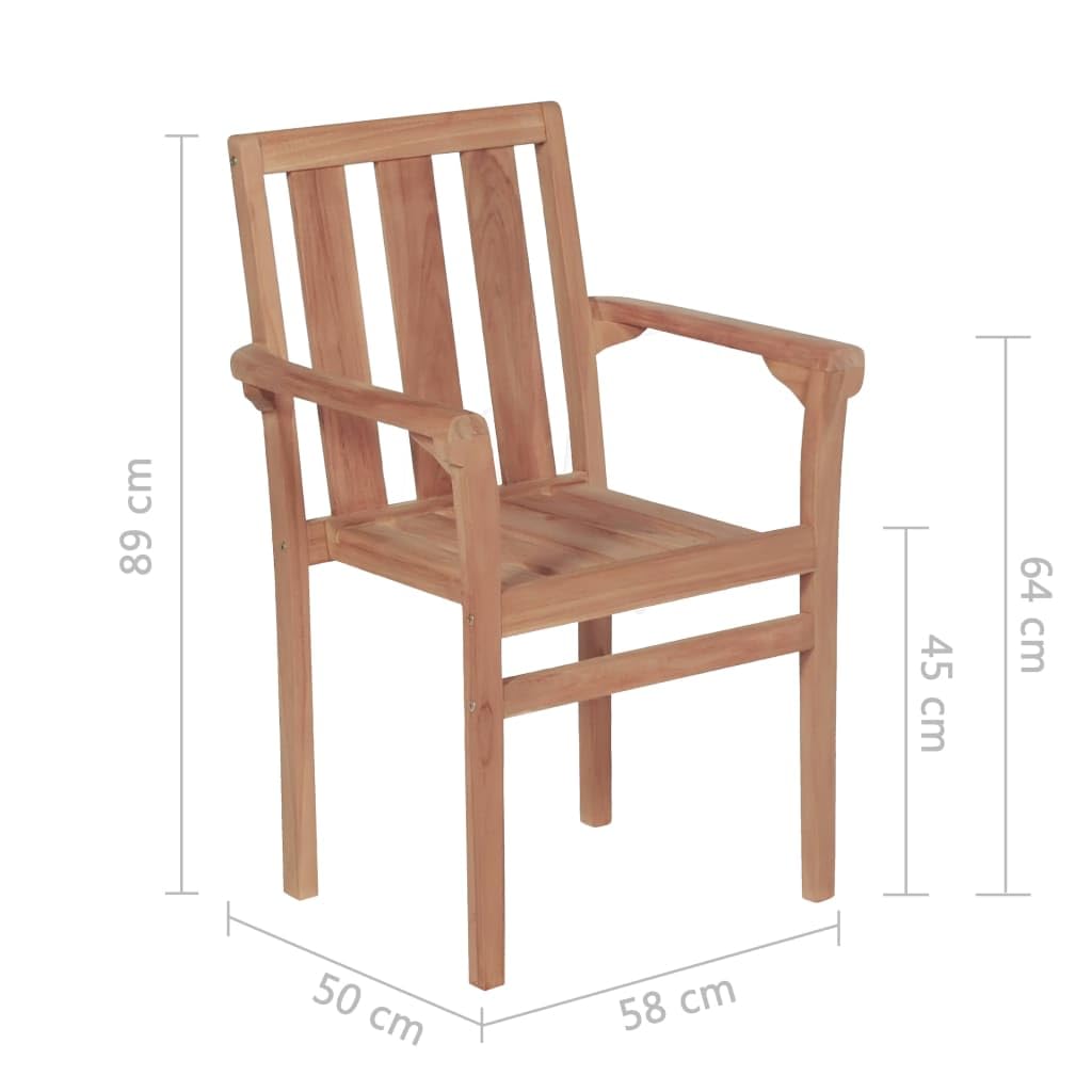 vidaXL 2X Solid Teak Wood Stacking Patio Chairs Water-Base Finish Outdoor Home Backyard Patio Seat Seating Relaxer Armchair Furniture