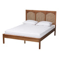 Baxton Studio Blossom Classic And Traditional Ash Walnut Finished Wood And Rattan King Size Platform Bed