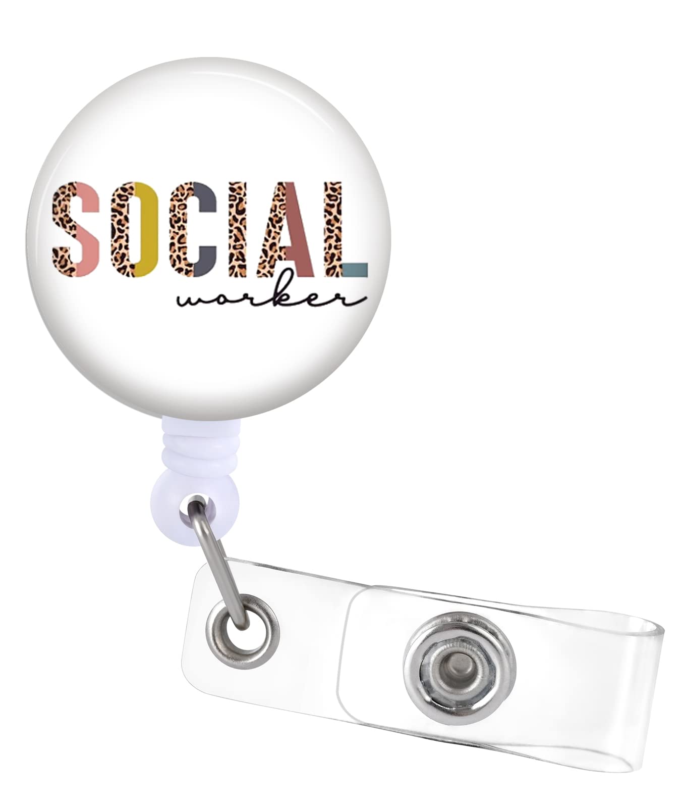 Social Worker Badge Reels Holder Retractable With Id Clip For Nurse Name Tag Card Funny Fun Leopard Nursing Doctor Teacher Stude