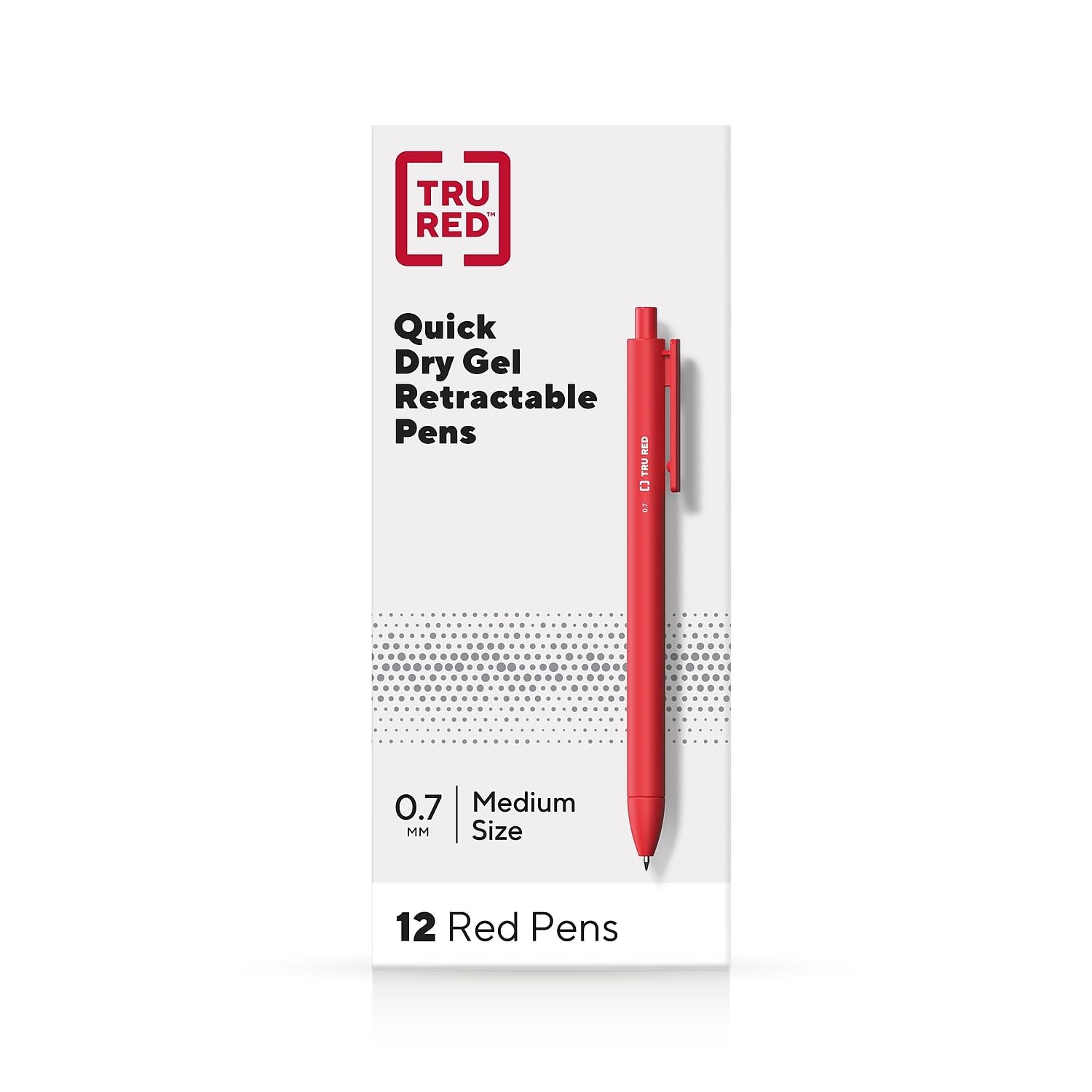 Tru Red Retractable Quick Dry Gel Pens, Medium Point, 0.7Mm, Red, Dozen (Tr54500)