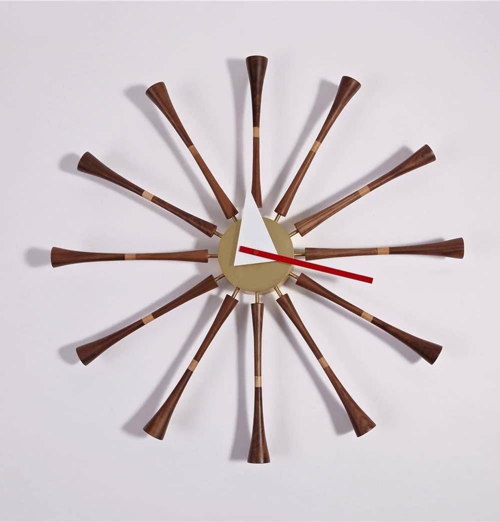 GFURN Spindle Clock, Walnut Wood