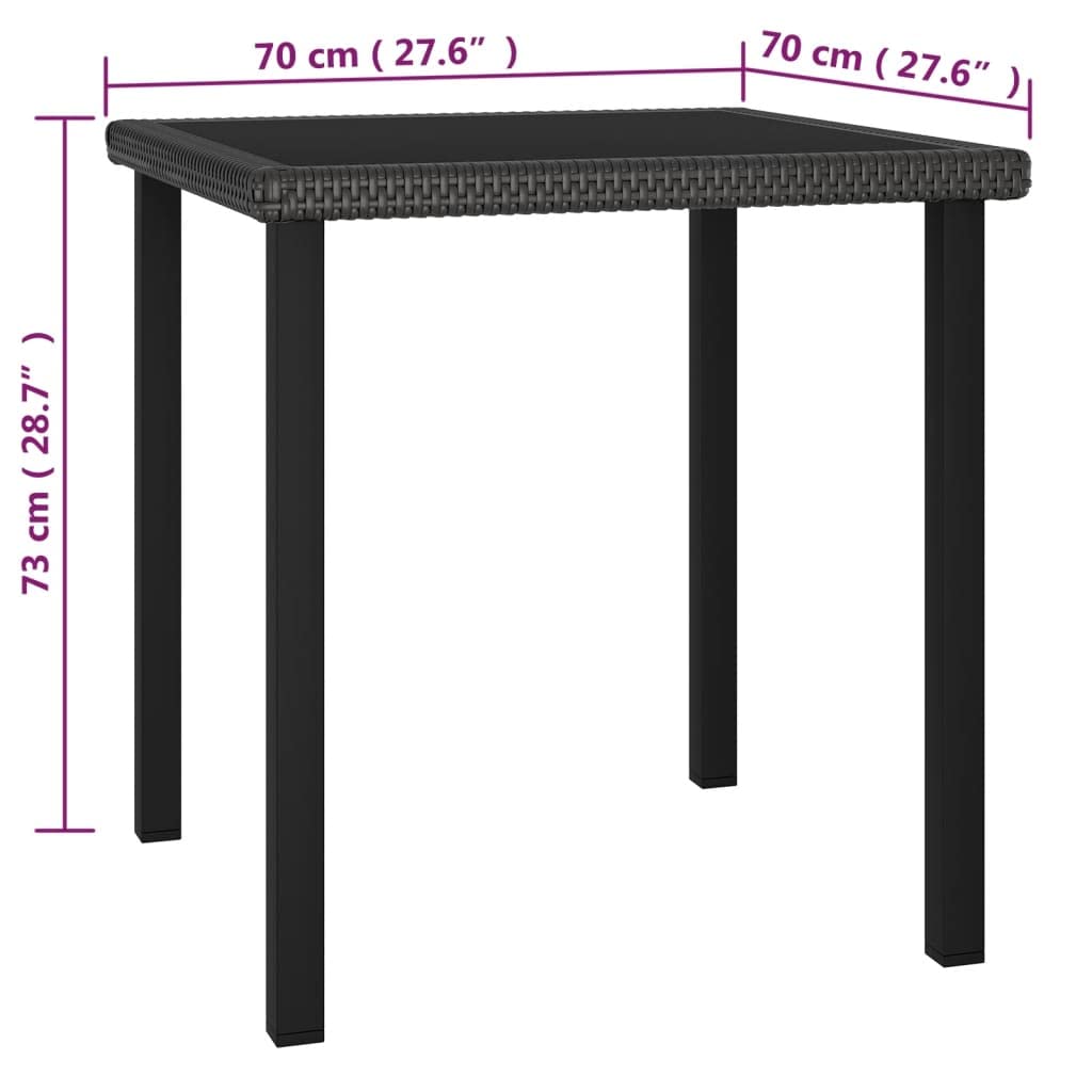 vidaXL Patio Dining Set 3 Piece, Dining Table and Chairs, Patio Furniture Set with Cushions, Conversation Set for Garden, Farmhouse, Poly Rattan Black