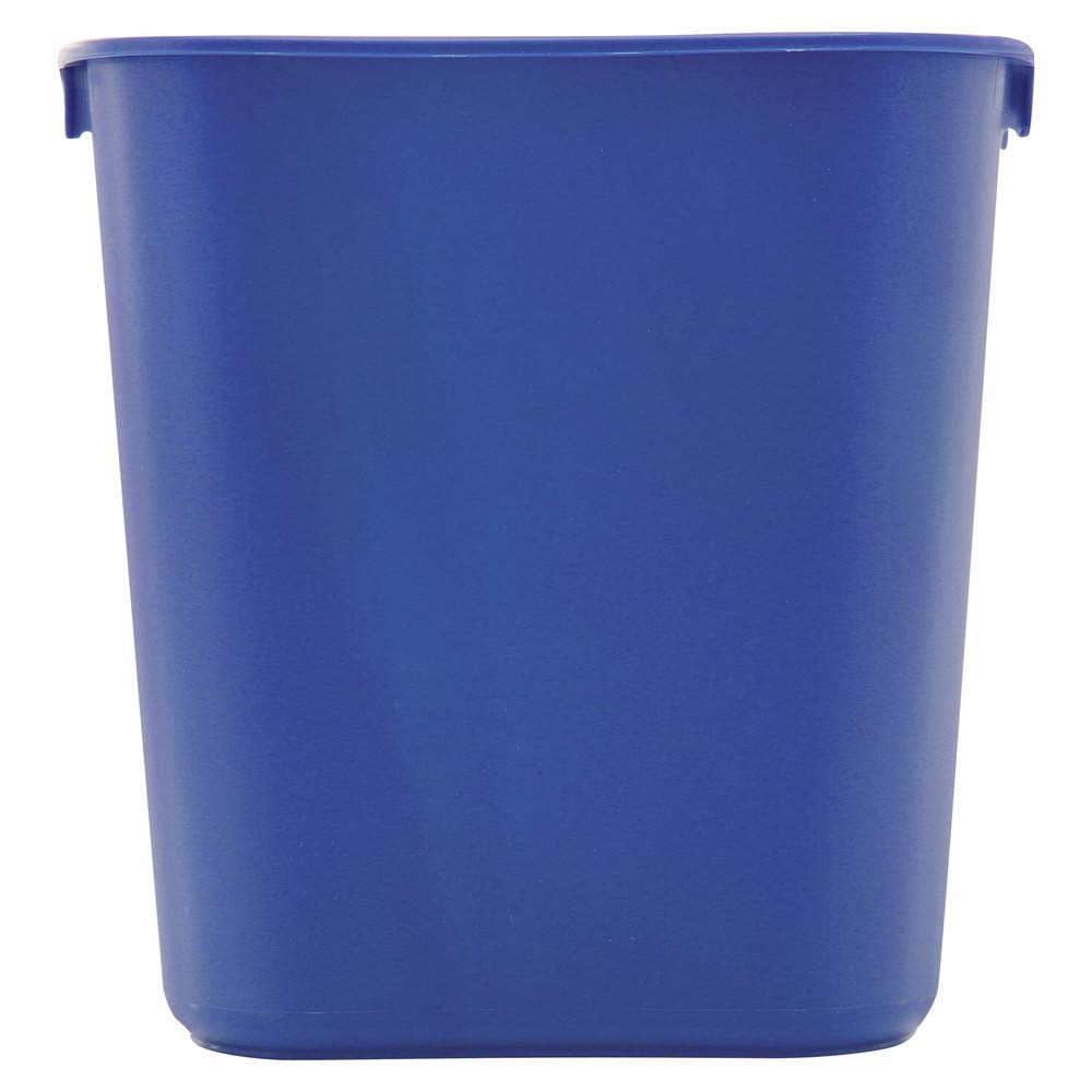 Rubbermaid Fg295573Blue Small Deskside Recycling Container, Rectangular, Plastic, 13.625Qt, Blue