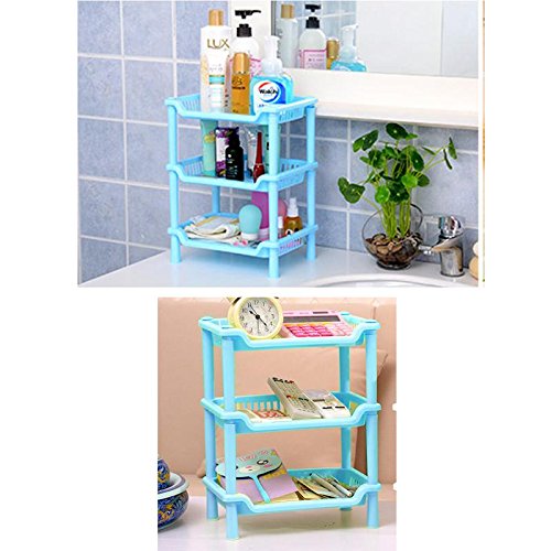 Vepson Multifunctional Detachable 3 Layer Rectangular Plastic Bathroom Organizer Kitchen Shelf Shelves Storage Rack
