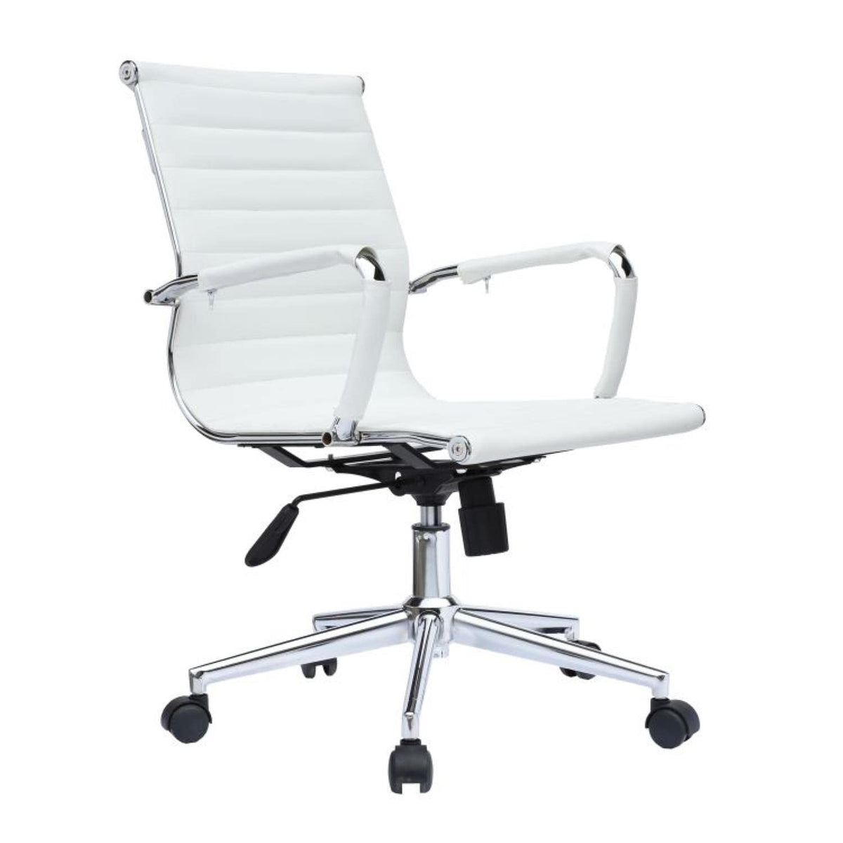 Kansas Office Chair, Chrome Gaslift, Mesh Back, Fabric Seat, White