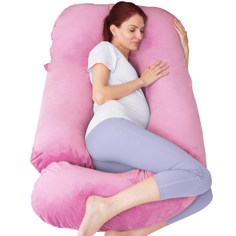 Amcaton 60 Inch Pregnancy Pillow For Sleeping, Extra Large U Shaped Body Pillow, Maternity Pillow For Pregnant Women (Purple)